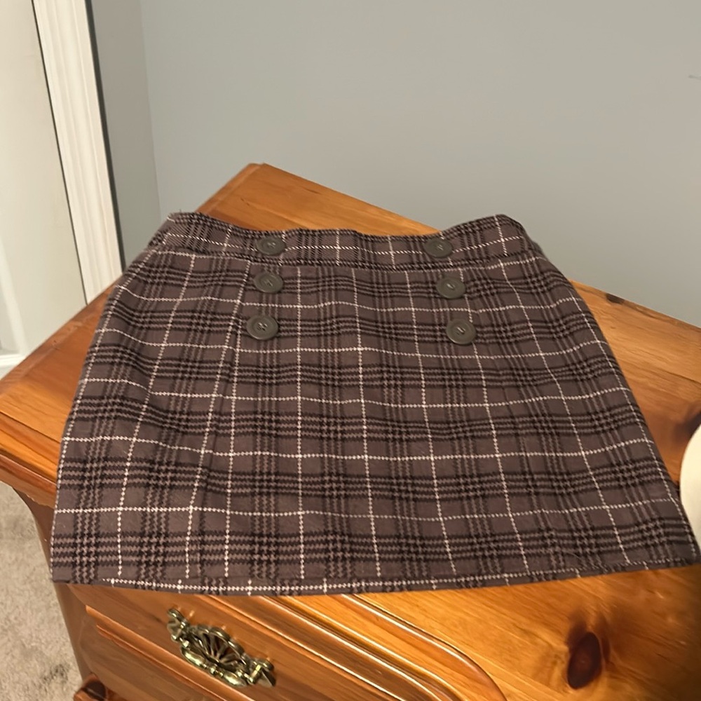 Gap skirt - plaid- taupe purple and white